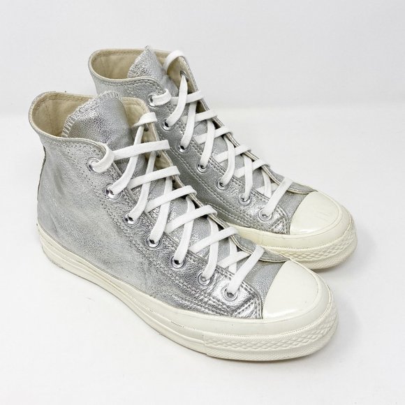 Converse Shoes - Converse Chuck 70 Metallic Silver Leather High Top